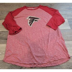 Majestic Atlanta Falcons NFL‎ Raglan 3/4 Sleeve T-Shirt Red Adult XL
